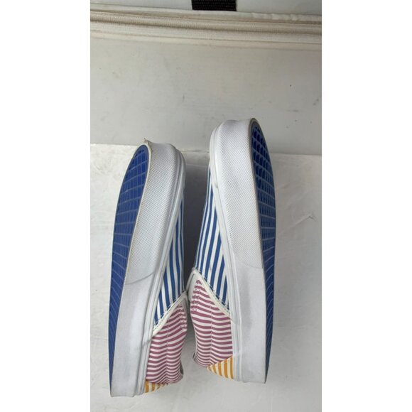 Vans unisex striped blue red Yellow slip on sneakers size MENS 7 WOMENS 8.5 - Picture 3 of 8